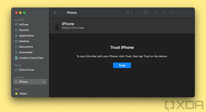 Screenshot of Mac asking to trust iPhone