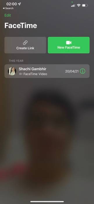 FaceTime Options on iOS 15