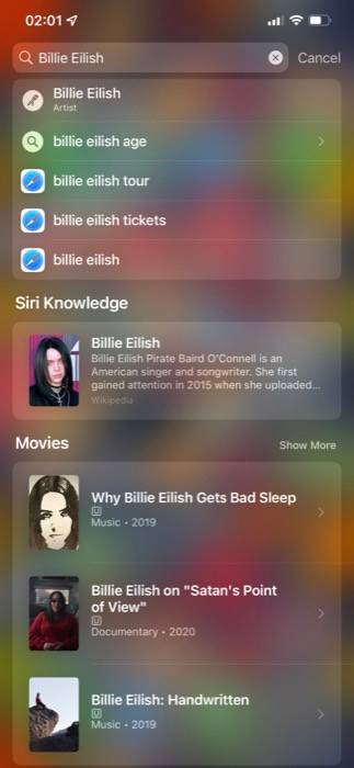 Spotlight search for celebrities