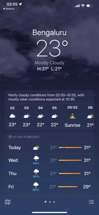 Weather app on iOS 15