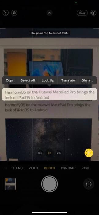 Live Text on iOS 15