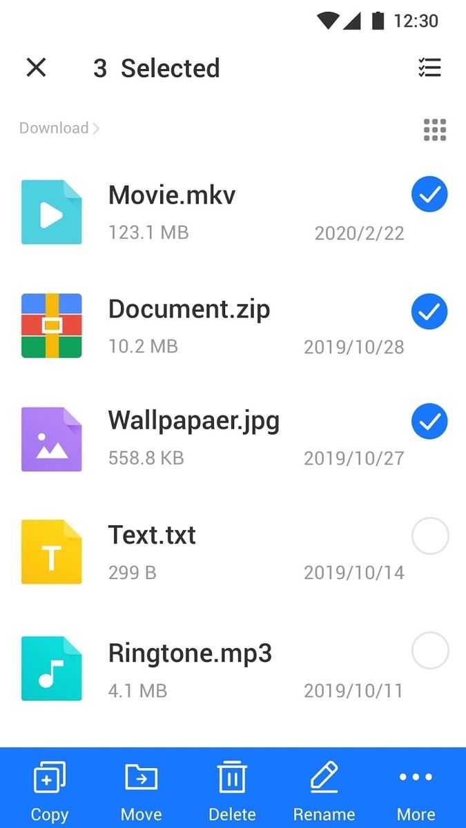 InShot File Manager - Selection