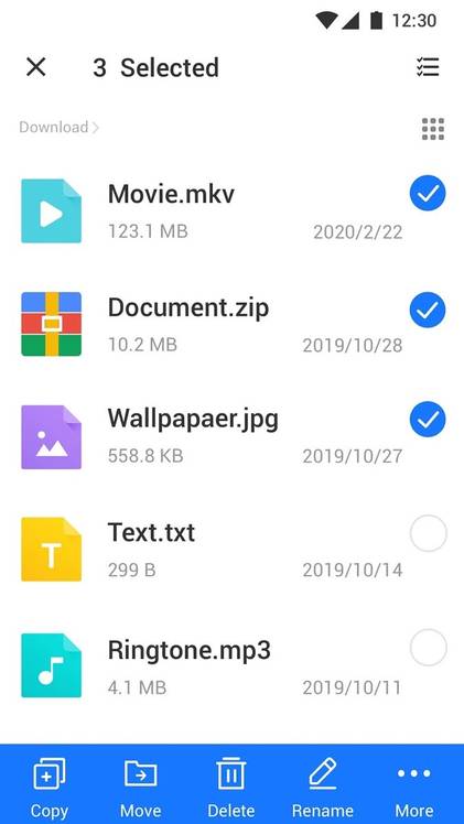 InShot File Manager - Selection