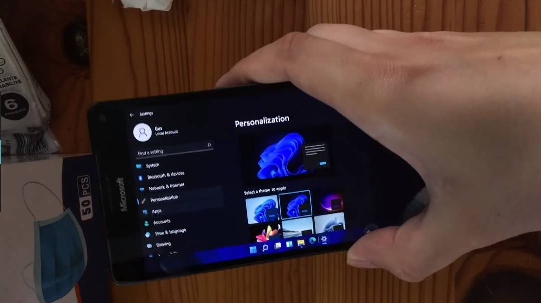 Windows 11 Settings app on a Lumia 950 XL