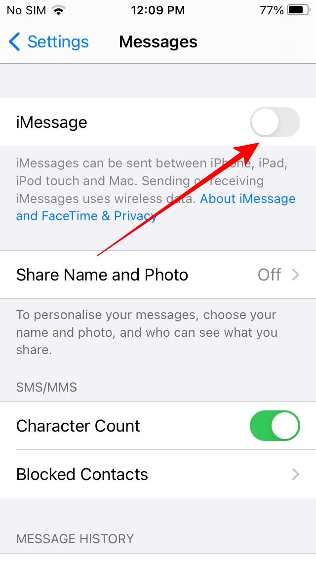 iPhone Messages Settings