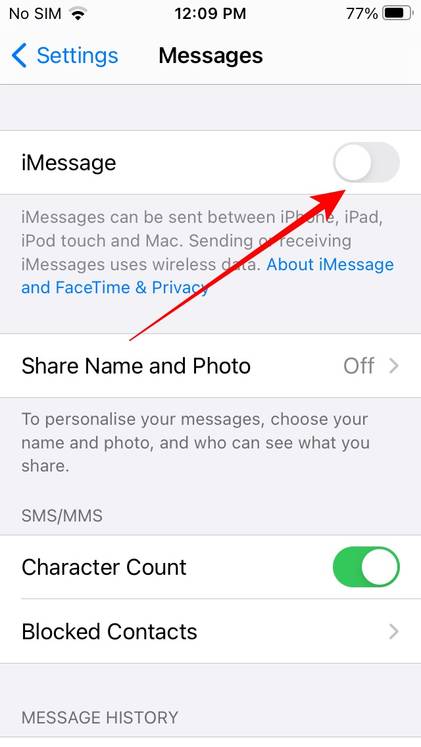 iPhone Messages Settings