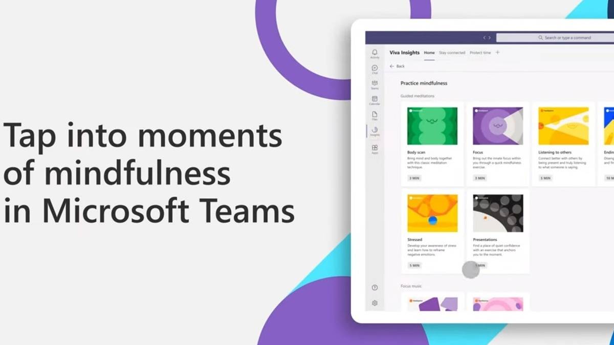 Mindfulness guides in Microsoft Teams