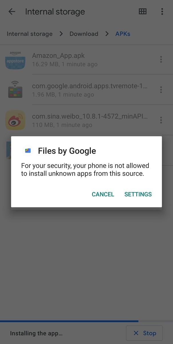 Unknown app install permission