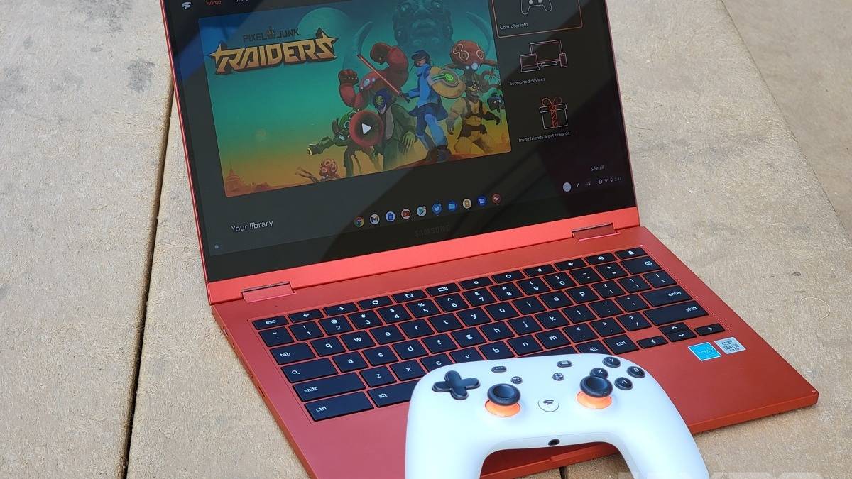 Galaxy Chromebook 2 with stadia on