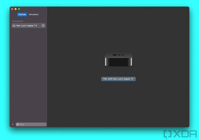 Xcode devices page with Apple TV