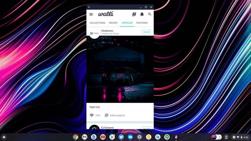 Walli app running on Chrome OS