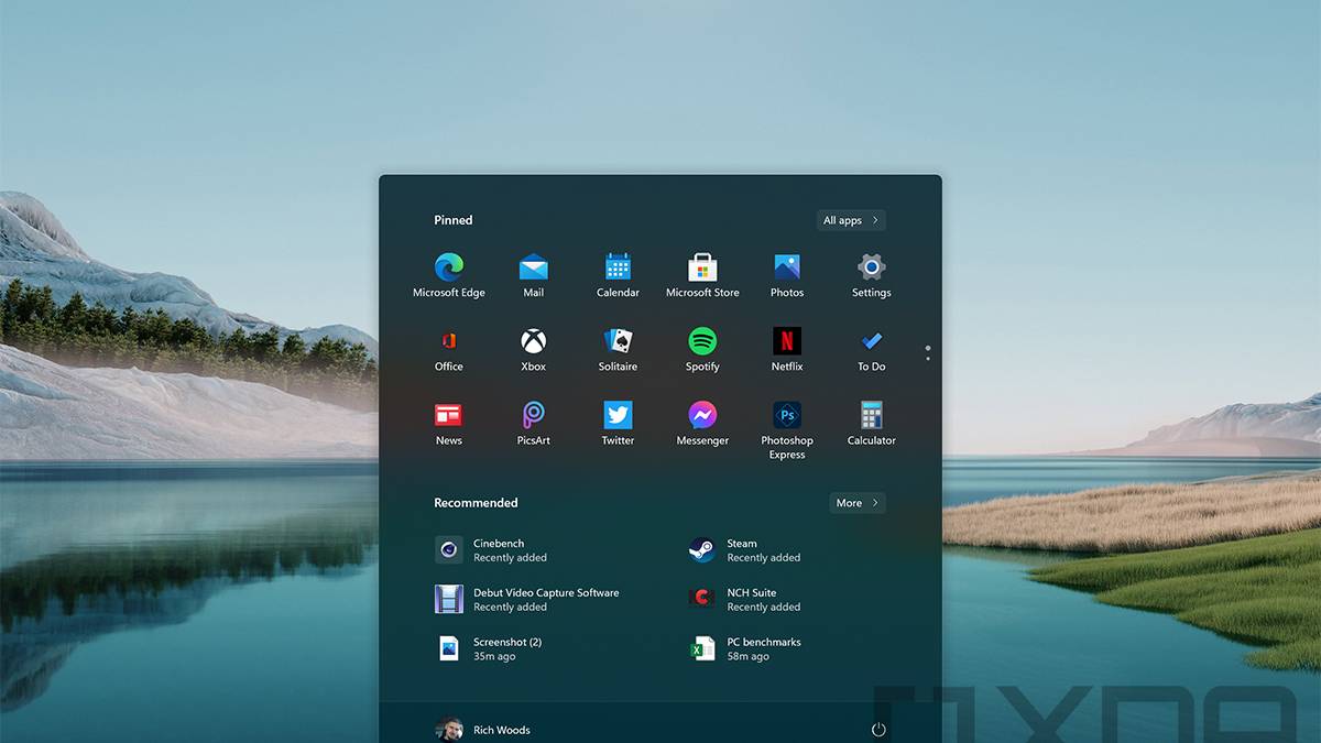 Windows 11 with Start Menu open