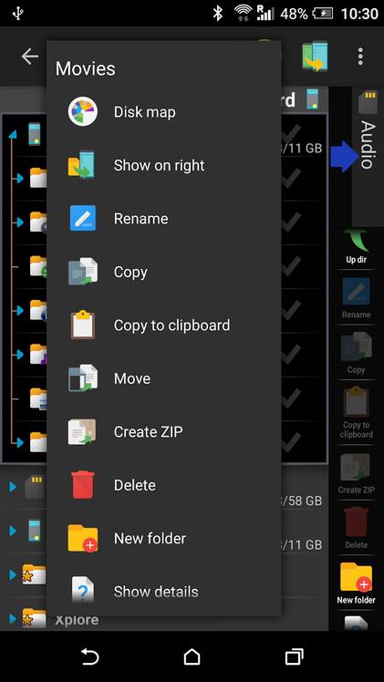 X-plore File Manager - Options