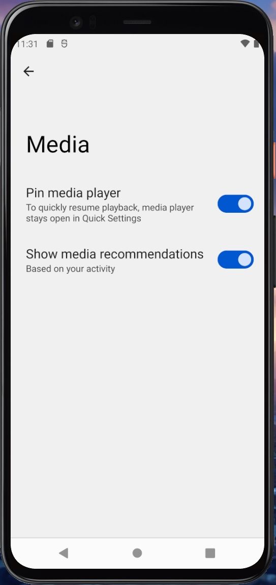 Android 12 Beta 3 media recommendations