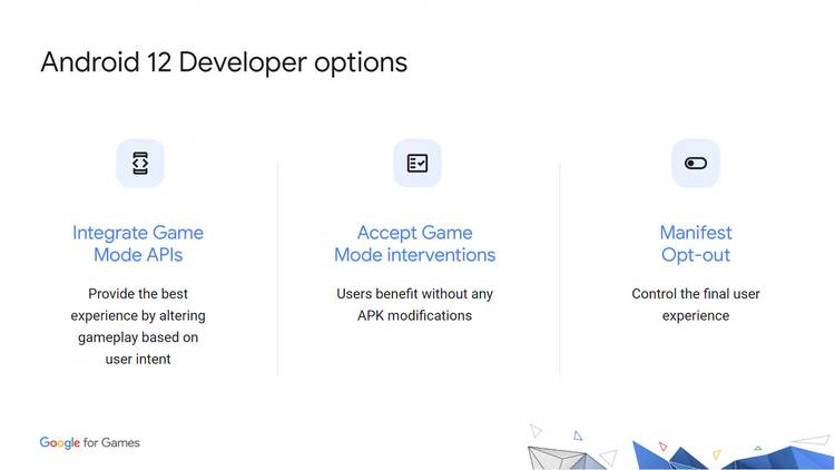 Developer options for adapting Game Mode API