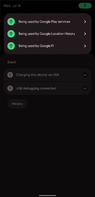 Location indicator alerts in Android 12