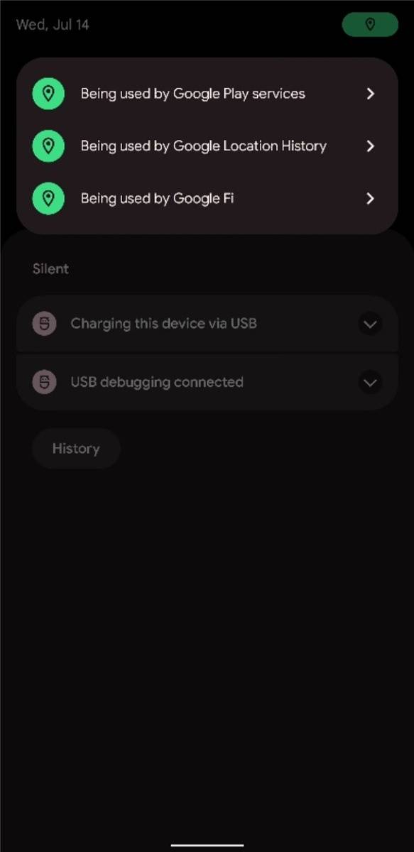 Location indicator alerts in Android 12