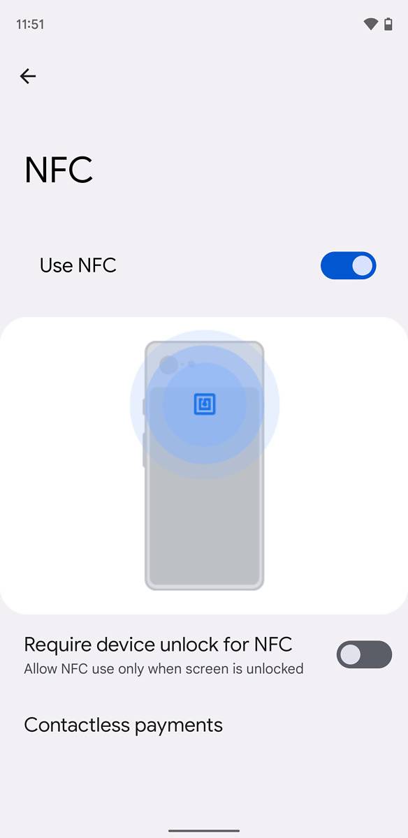 Android 12 NFC Settings on owner profile