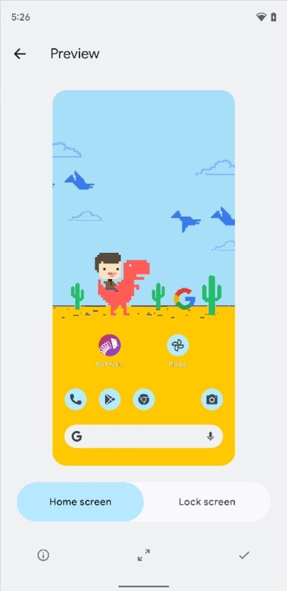 Previewing your wallpaper in the WallpaperPicker app