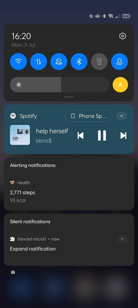 quick settings on ColorOS
