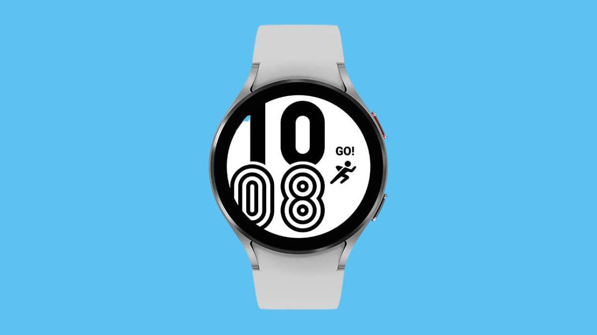 Galaxy Watch 4 on a blue background
