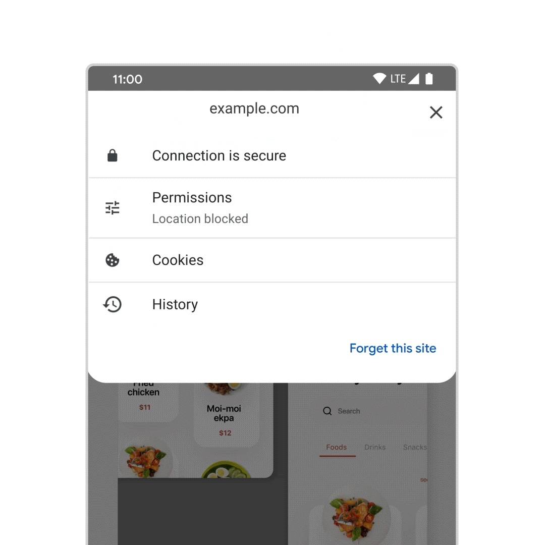 Google Chrome site controls