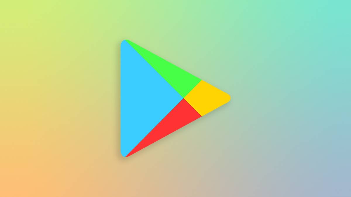 Google Play Store logo on gradient background.