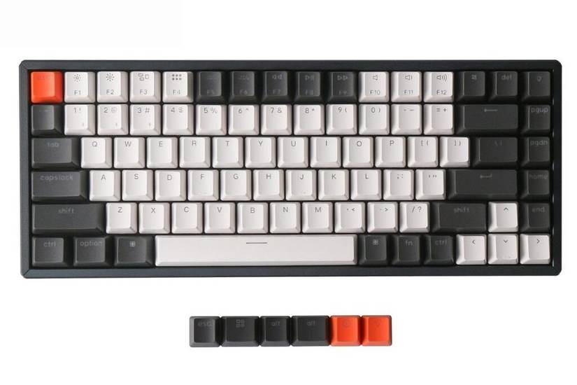 A black and white colored mechanical keyboard from Keychron