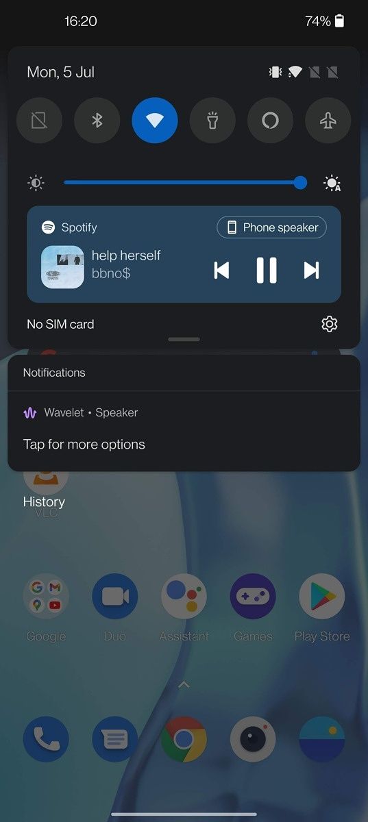 Quick settings on OxygenOS