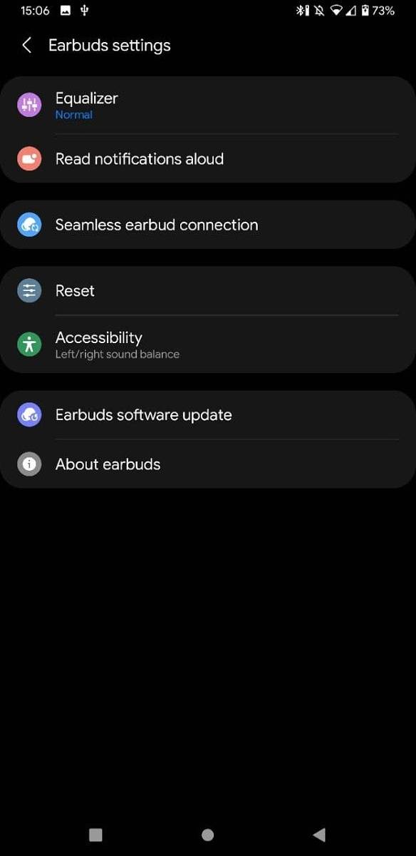 connected to Samsung Wearable app with settings