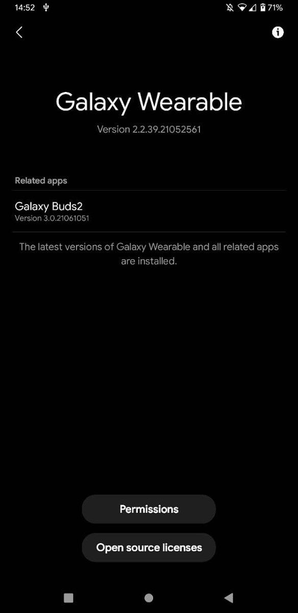 Samsung Galaxy Buds 2 firmware version shows in app