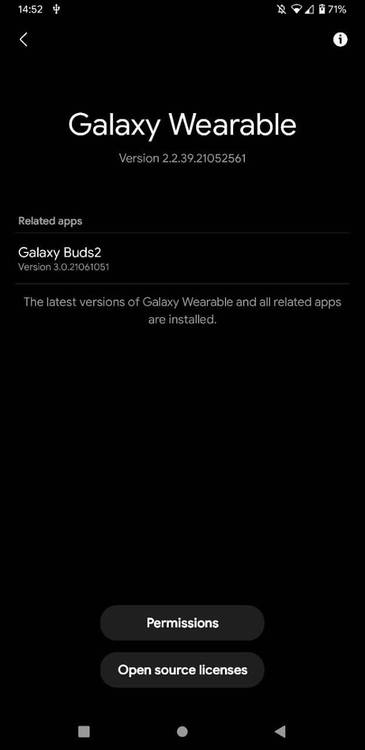 Samsung Galaxy Buds 2 firmware version shows in app