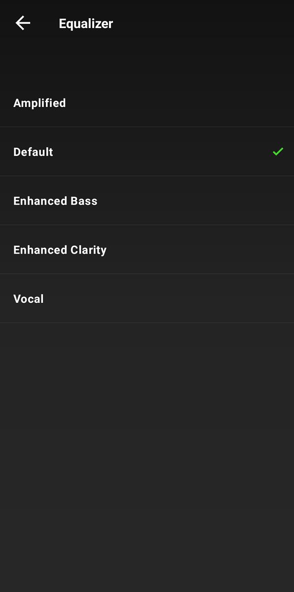 Equalizer settings in the Razer app
