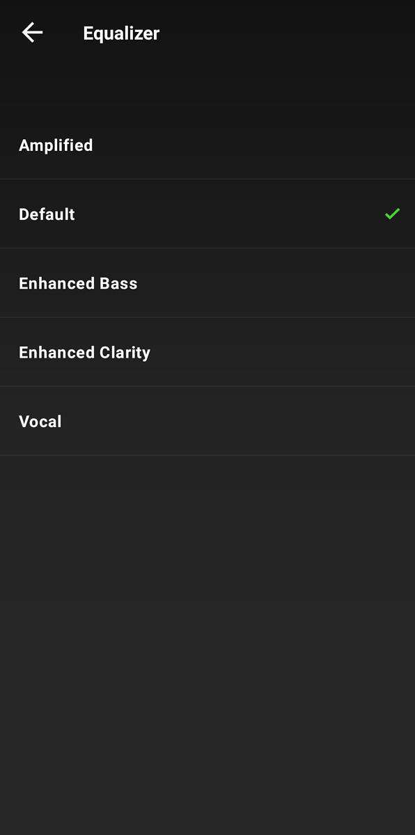 Equalizer settings in the Razer app