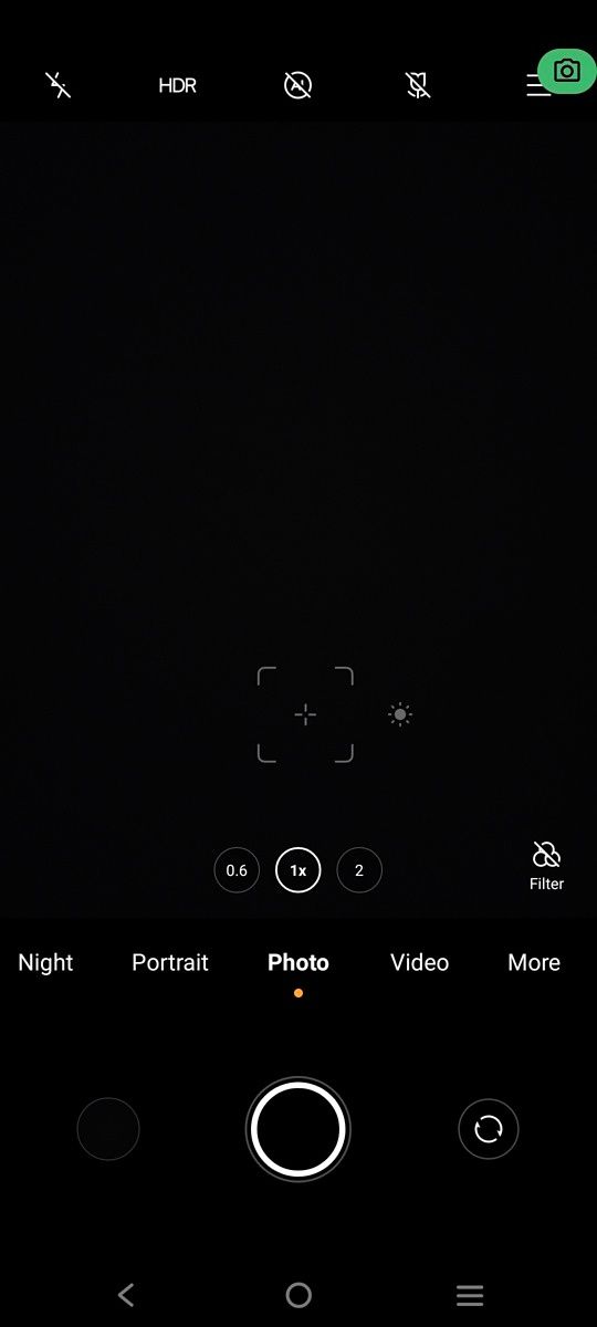 Privacy Dashboard app showing the camera indicator in the top right corner