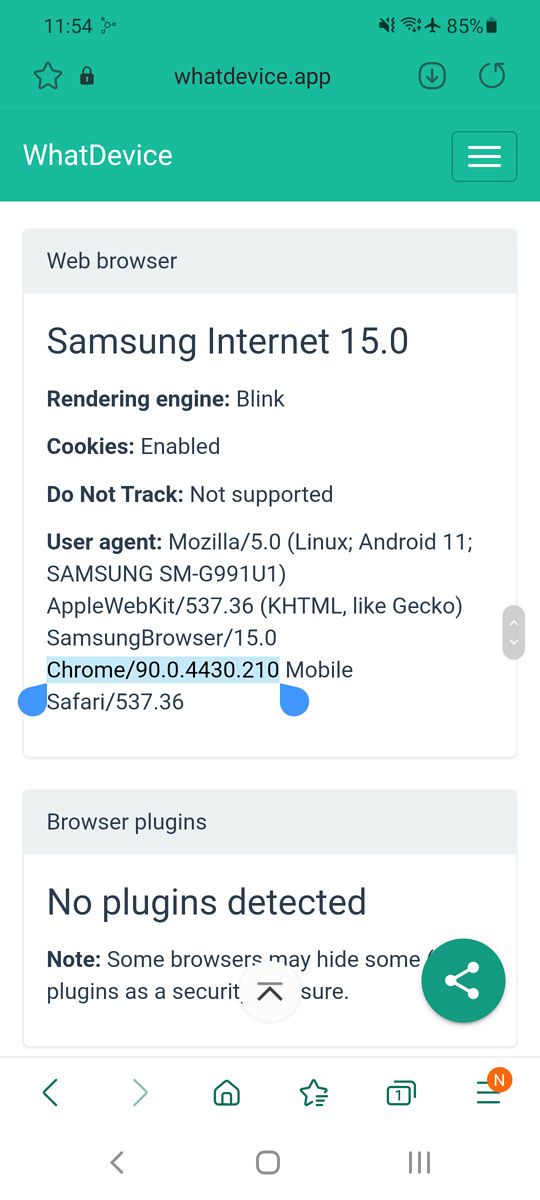Samsung Internet engine info