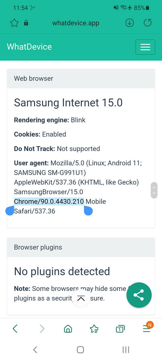 Samsung Internet engine info