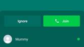 WhatsApp incoming call UI for group calls with Join and Ignore buttons