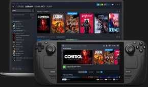 Steam on a laptop and SteamOS on a Steam console