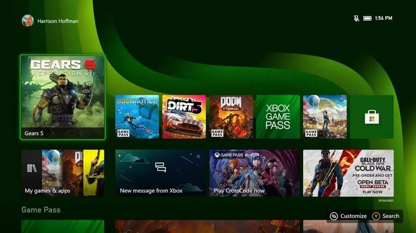 Xbox Series X home screen focused on Gears 5