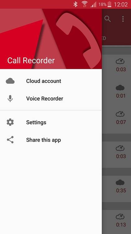 Automatic Call Recorder Menu