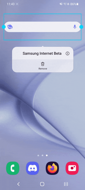 Samsung Internet widget