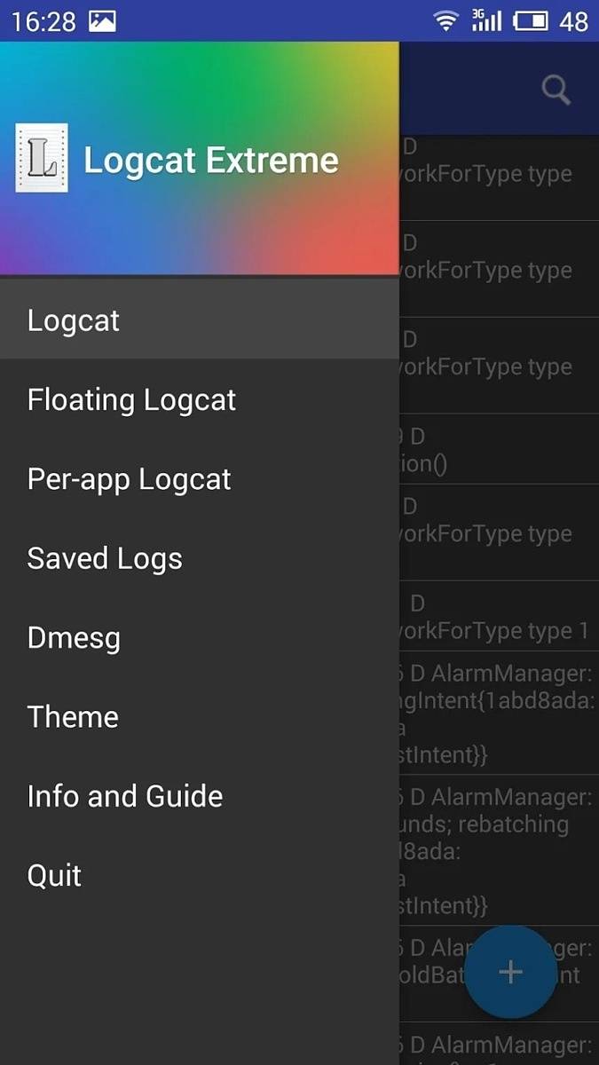 Logcat Extreme menu