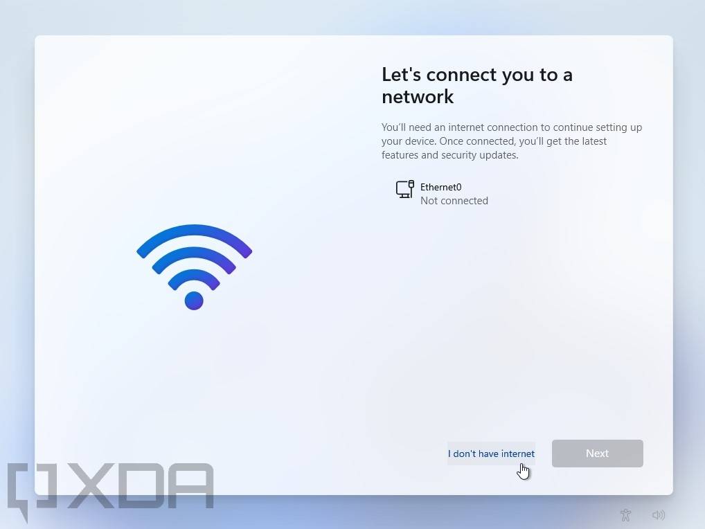 Windows 11 Pro setup experience when there's no connection available