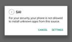 SAI Unknown Apps Warning