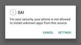 SAI Unknown Apps Warning