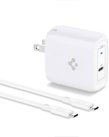 This charger from Spigen delivers 45W of power in a sleek package. It also bundles the charging cable, which is a bonus.