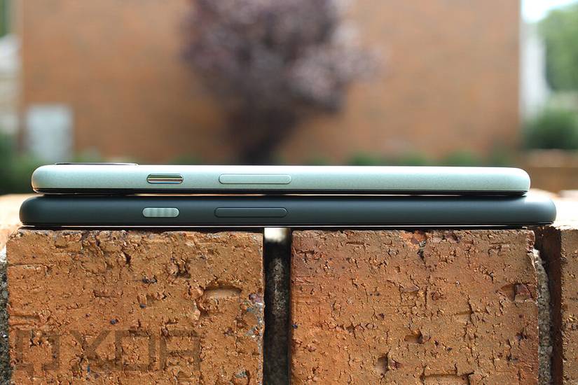 Google Pixel 5 on top of Pixel 5a