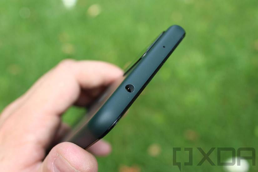 Close up of headphone jack on Google Pixel 5a