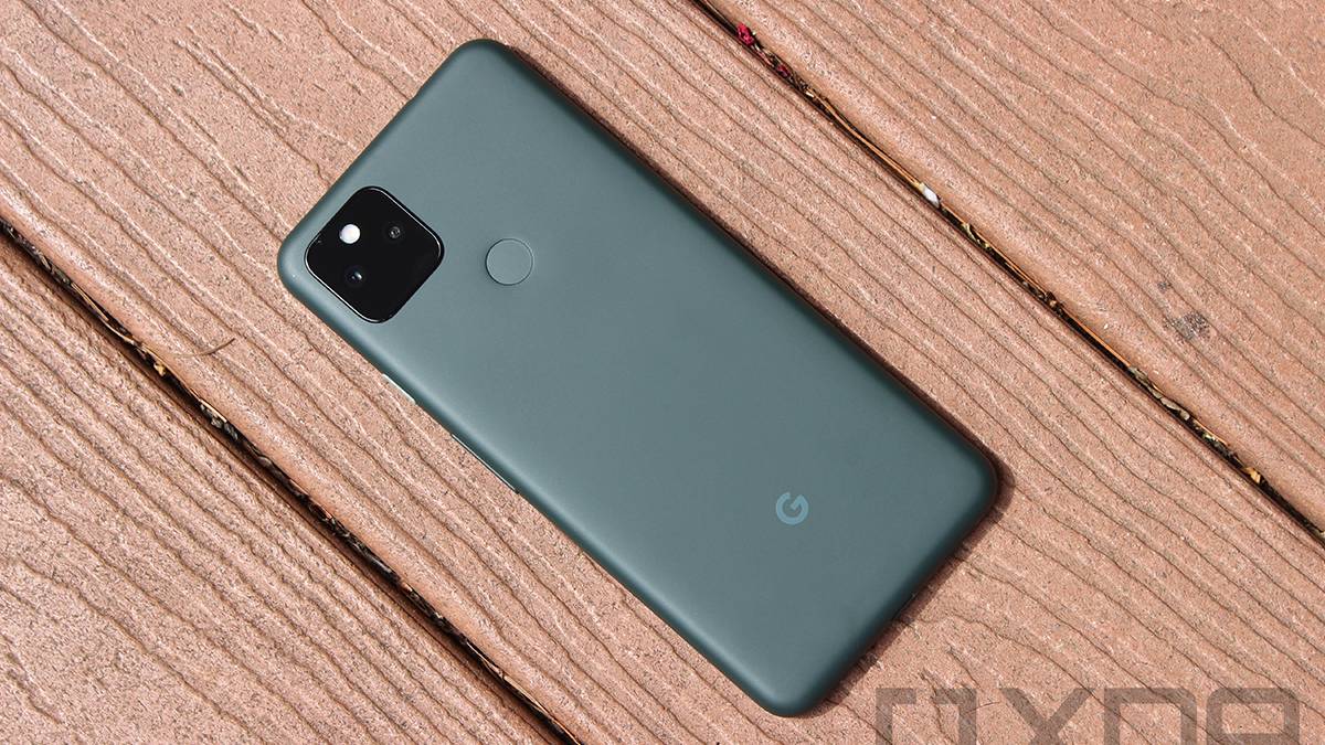 Google Pixel 5a on wooden deck